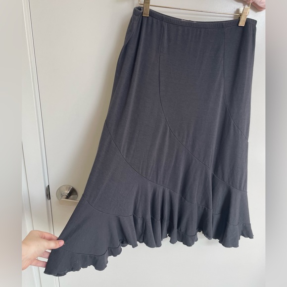 dark grey midi asymmetrical stitching skirt💕 - Picture 3 of 4